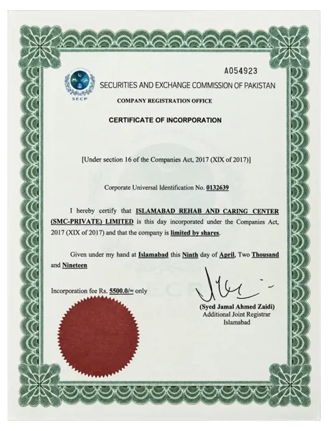 SECP registration document